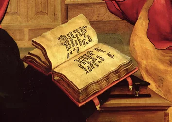 Das Buch der Jungfrau, Detail aus der Verkündigung vom Isenheimer Altar, ca. 1512-16